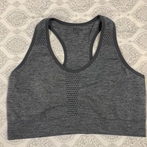 Vented gray sports bra